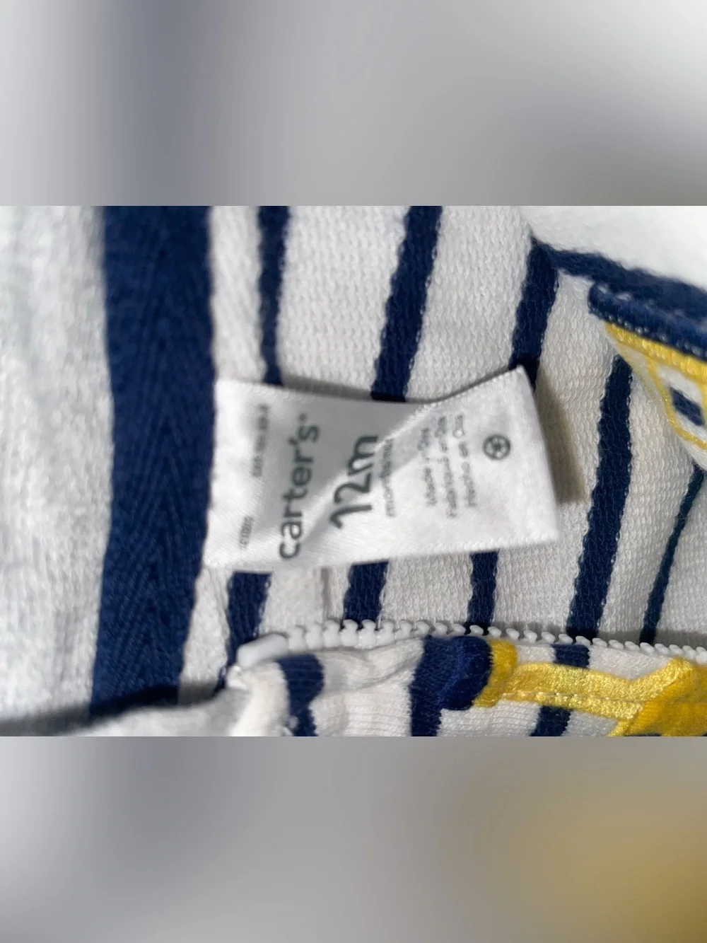 Carter's Yellow Sleeve Navy Striped Hoodie with Truck Applique